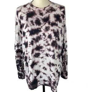 Victorias Secret PINK Campus Tee Graphic Long Sleeve T-shirt Purple Tie Dye Med